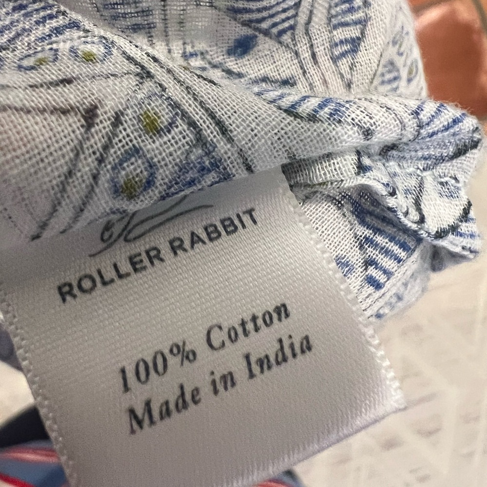 Roller Rabbit Embroidered Boho Tunic Top - Blue and White - Picture 3 of 6